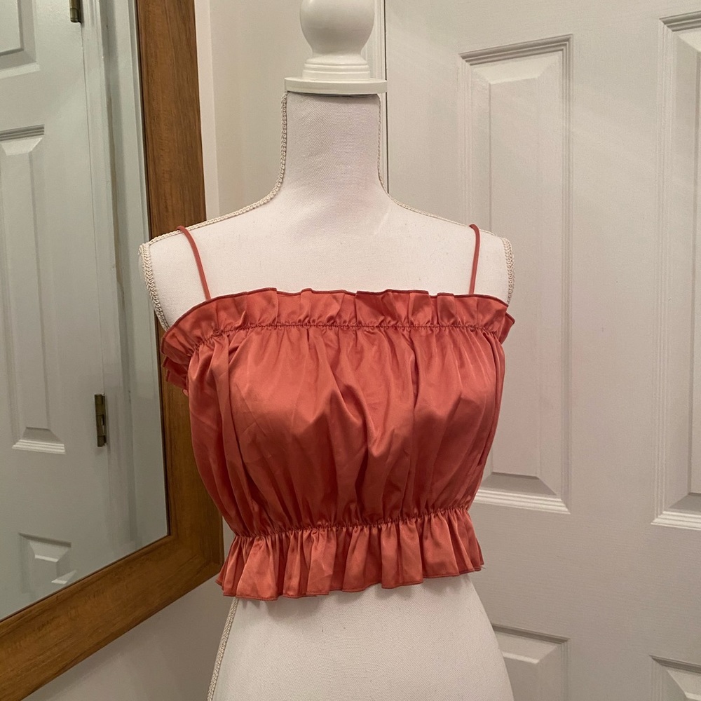 Pink silk crop top